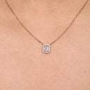 Emerald Cut Halo Necklace