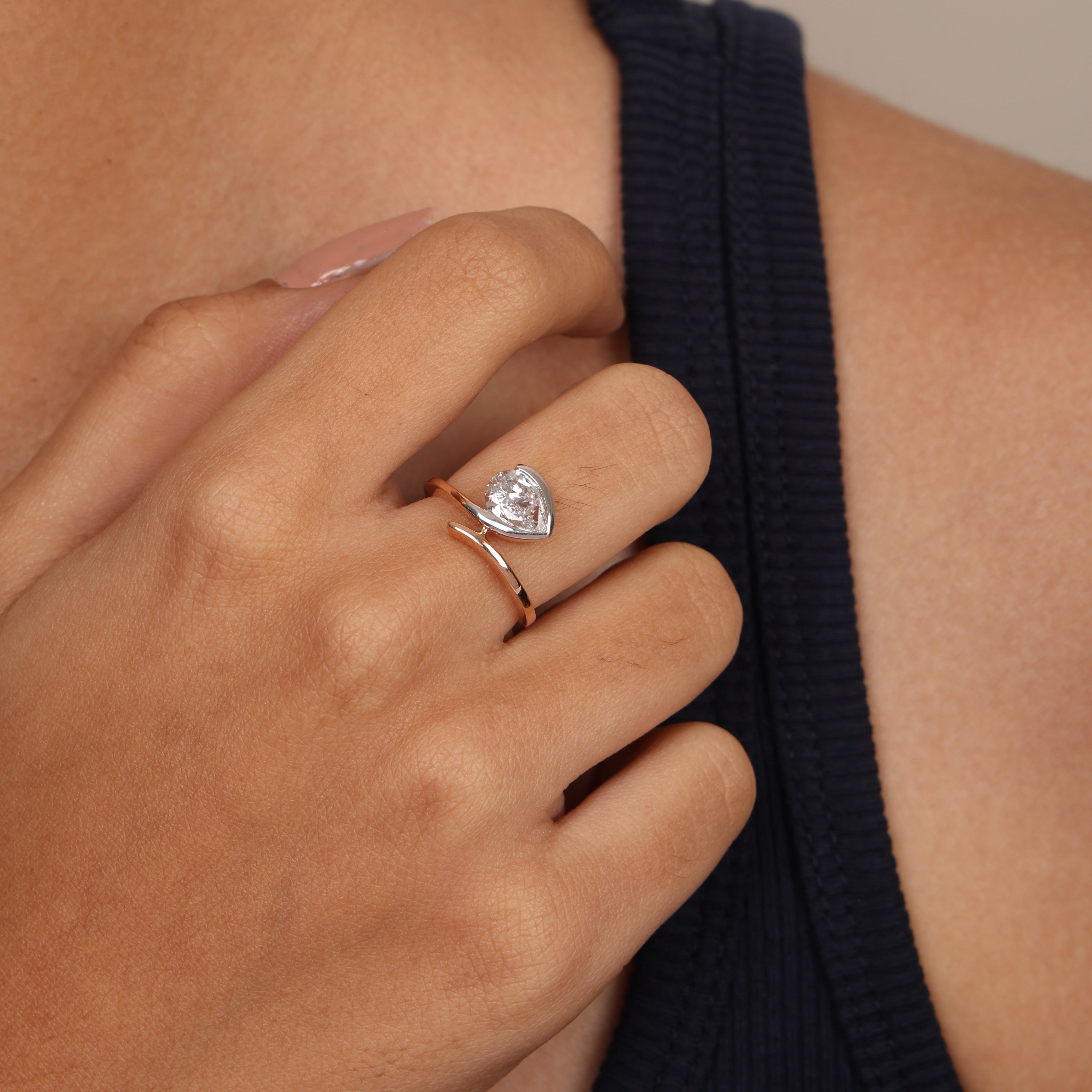 Open Wrap Pear Diamond Ring