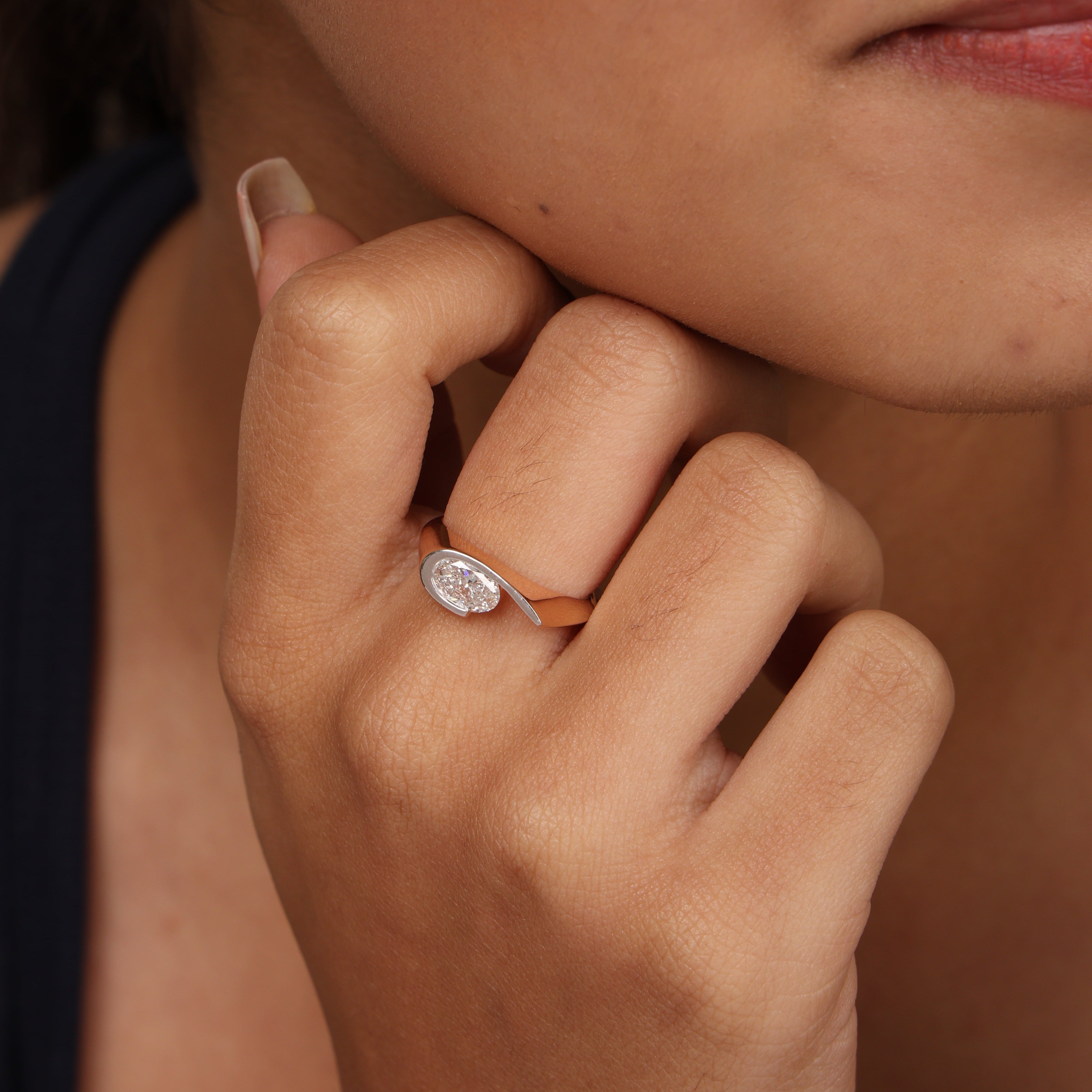 The Pear Bezel Cigar Ring