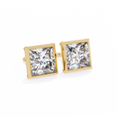 2 cts princess solitaire studs - Bezel setting