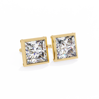 2 cts princess solitaire studs - Bezel setting