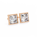 2 cts princess solitaire studs - Bezel setting