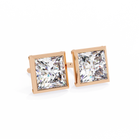 2 cts princess solitaire studs - Bezel setting