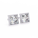 2 cts princess solitaire studs - Bezel setting