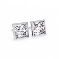 2 cts princess solitaire studs - Bezel setting