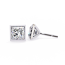 2 cts princess solitaire studs - Bezel setting