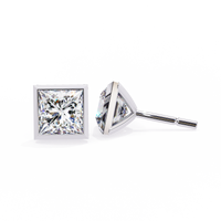 2 cts princess solitaire studs - Bezel setting