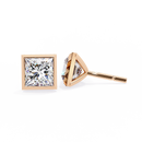 2 cts princess solitaire studs - Bezel setting