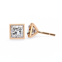 2 cts princess solitaire studs - Bezel setting