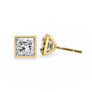 2 cts princess solitaire studs - Bezel setting