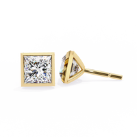 2 cts princess solitaire studs - Bezel setting