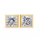 2 cts princess solitaire studs - Bezel setting