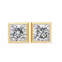 2 cts princess solitaire studs - Bezel setting