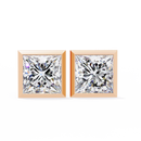 2 cts princess solitaire studs - Bezel setting