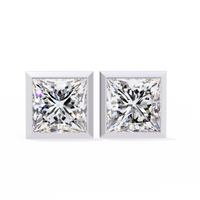 2 cts princess solitaire studs - Bezel setting