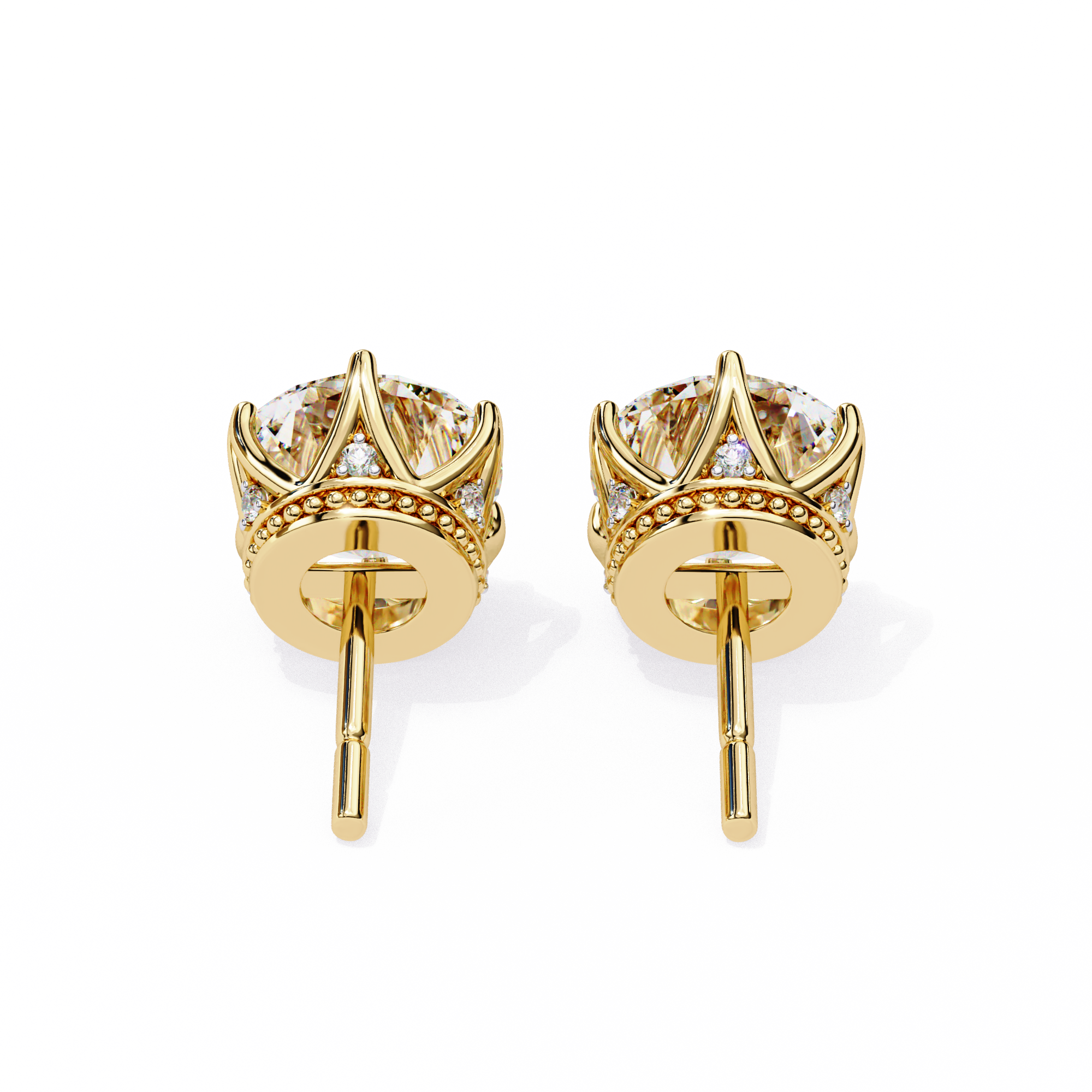 2.6 ct Round studs - Crown setting