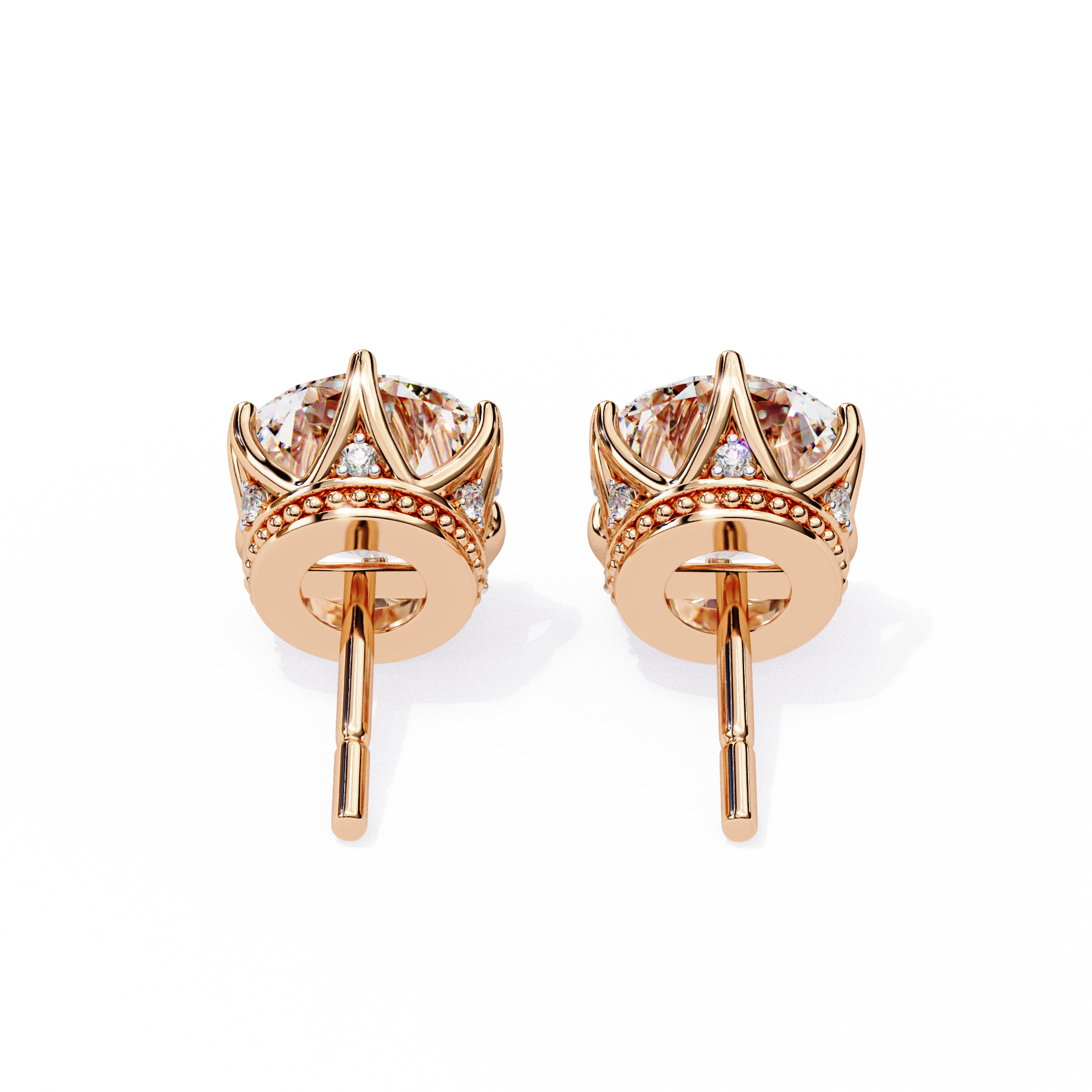 2.6 ct Round studs - Crown setting