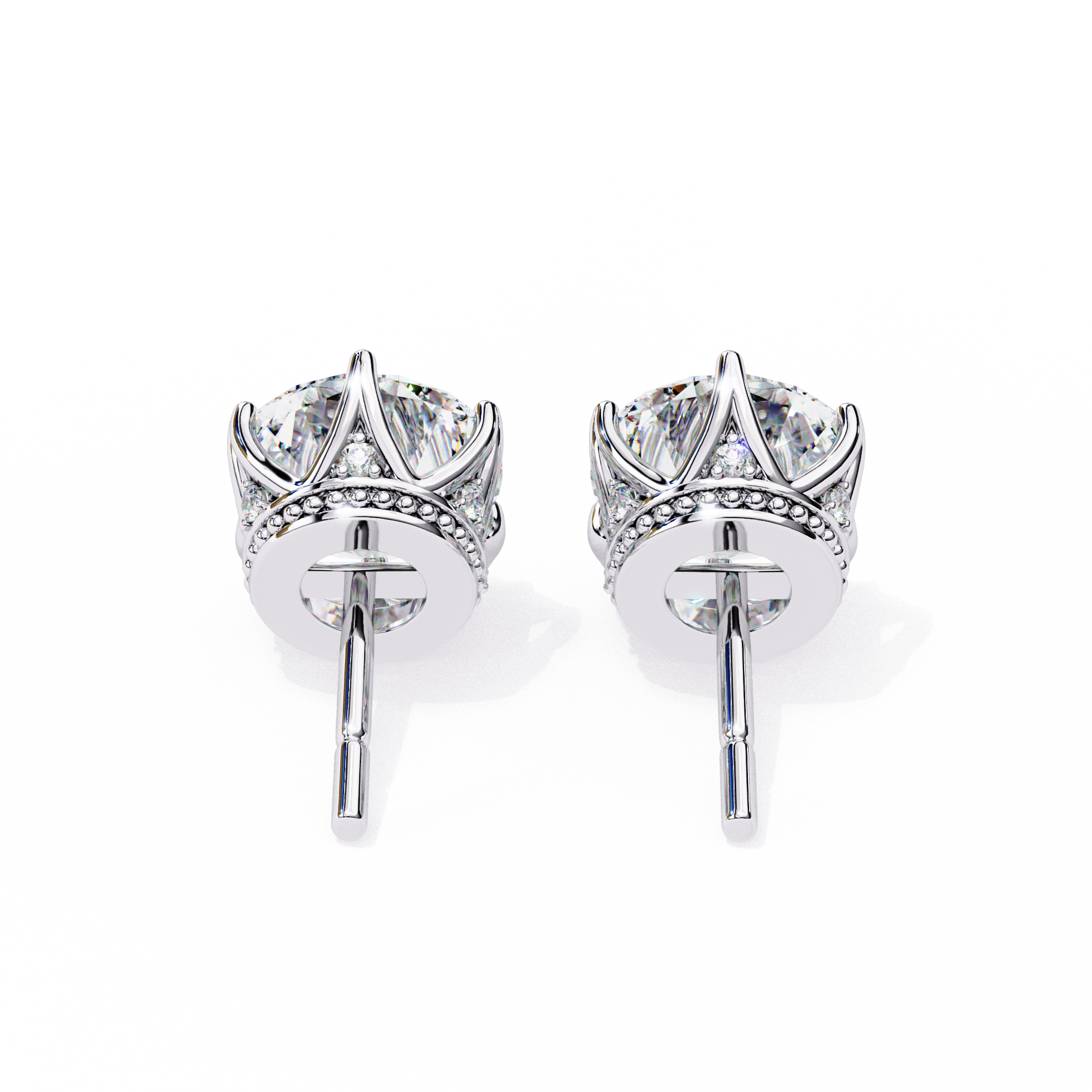 2.6 ct Round studs - Crown setting
