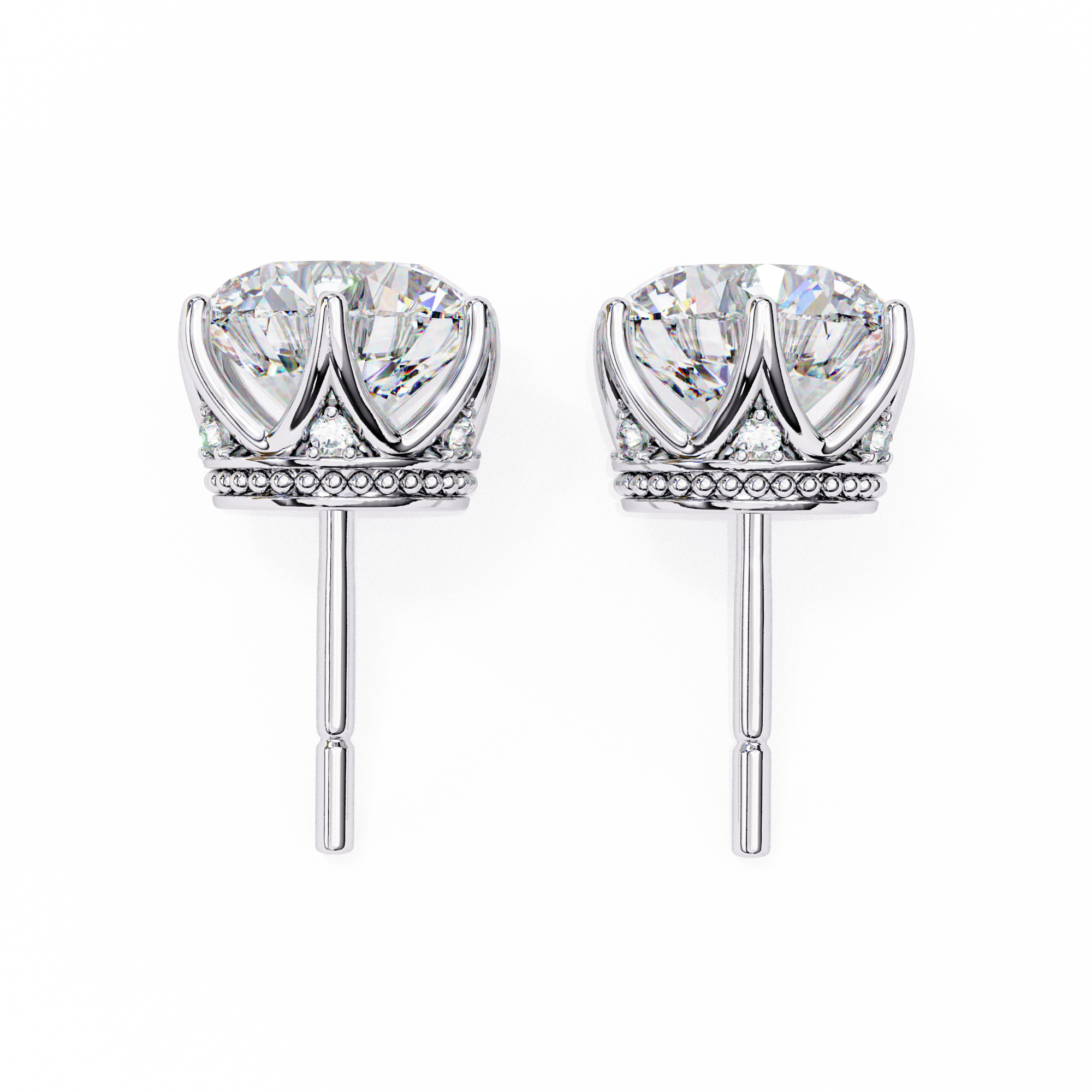 2.6 ct Round studs - Crown setting