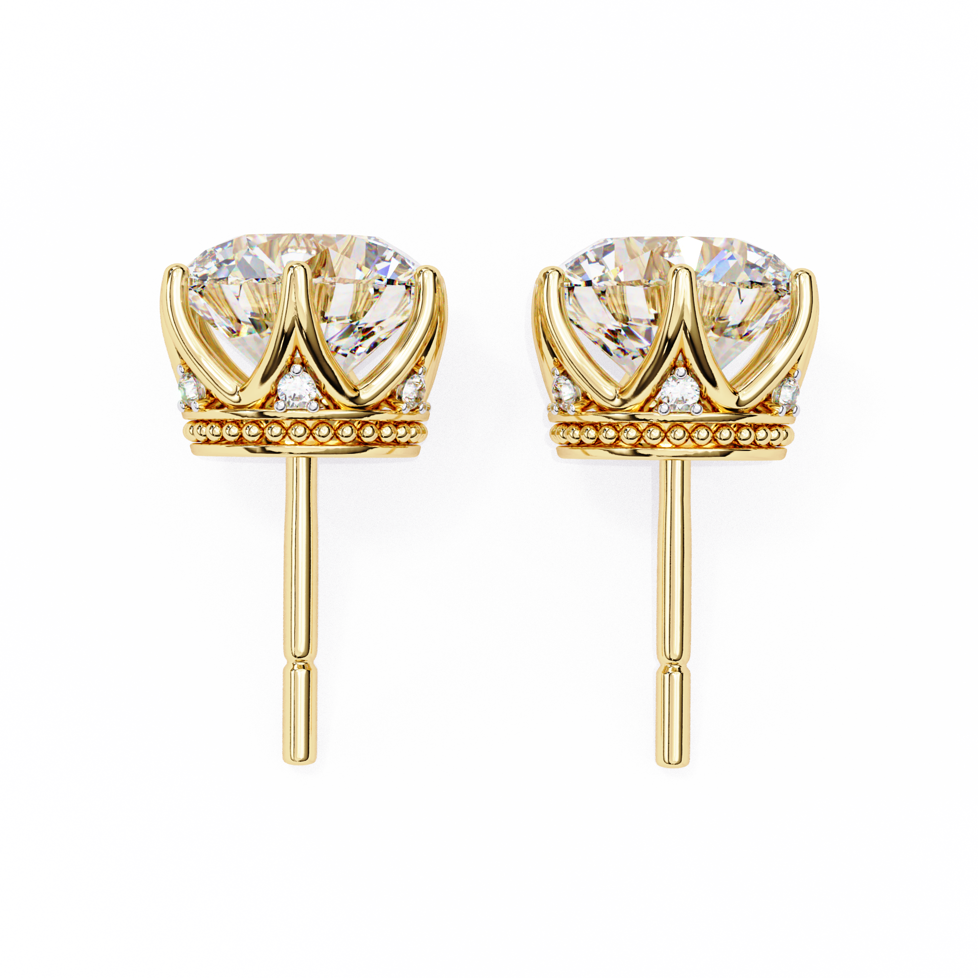2.6 ct Round studs - Crown setting
