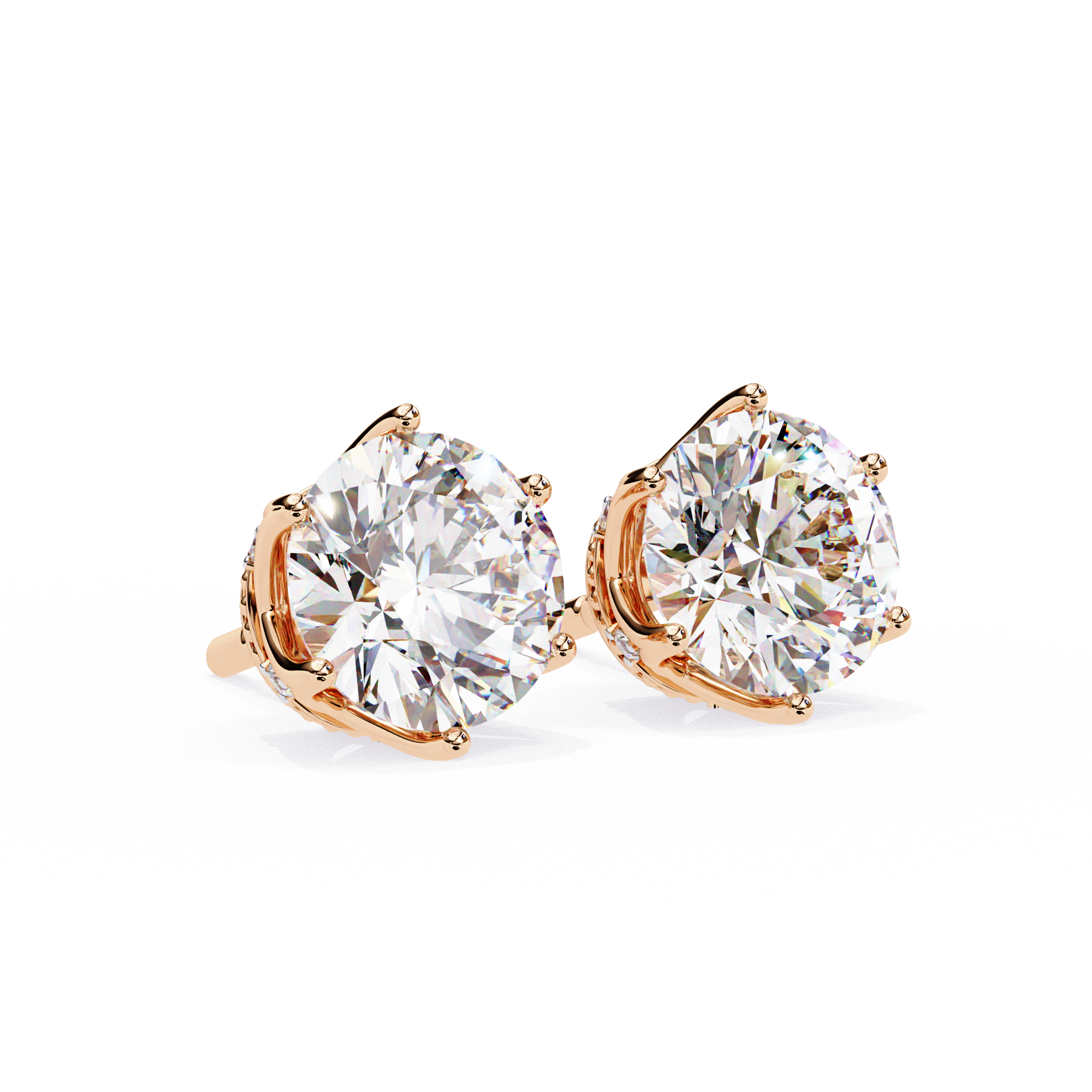 2.6 ct Round studs - Crown setting