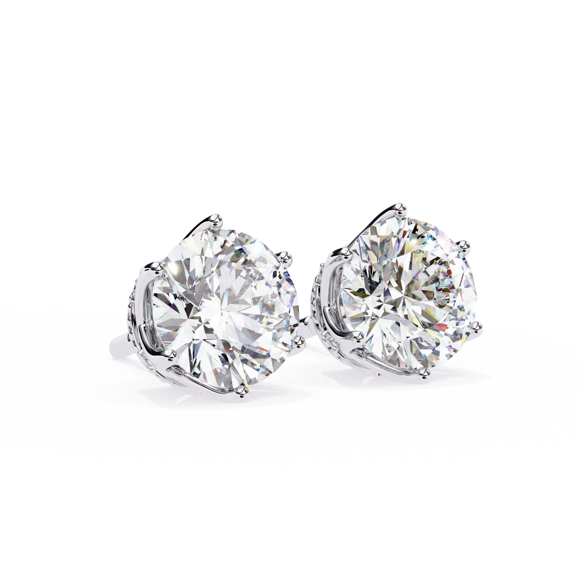 2.6 ct Round studs - Crown setting