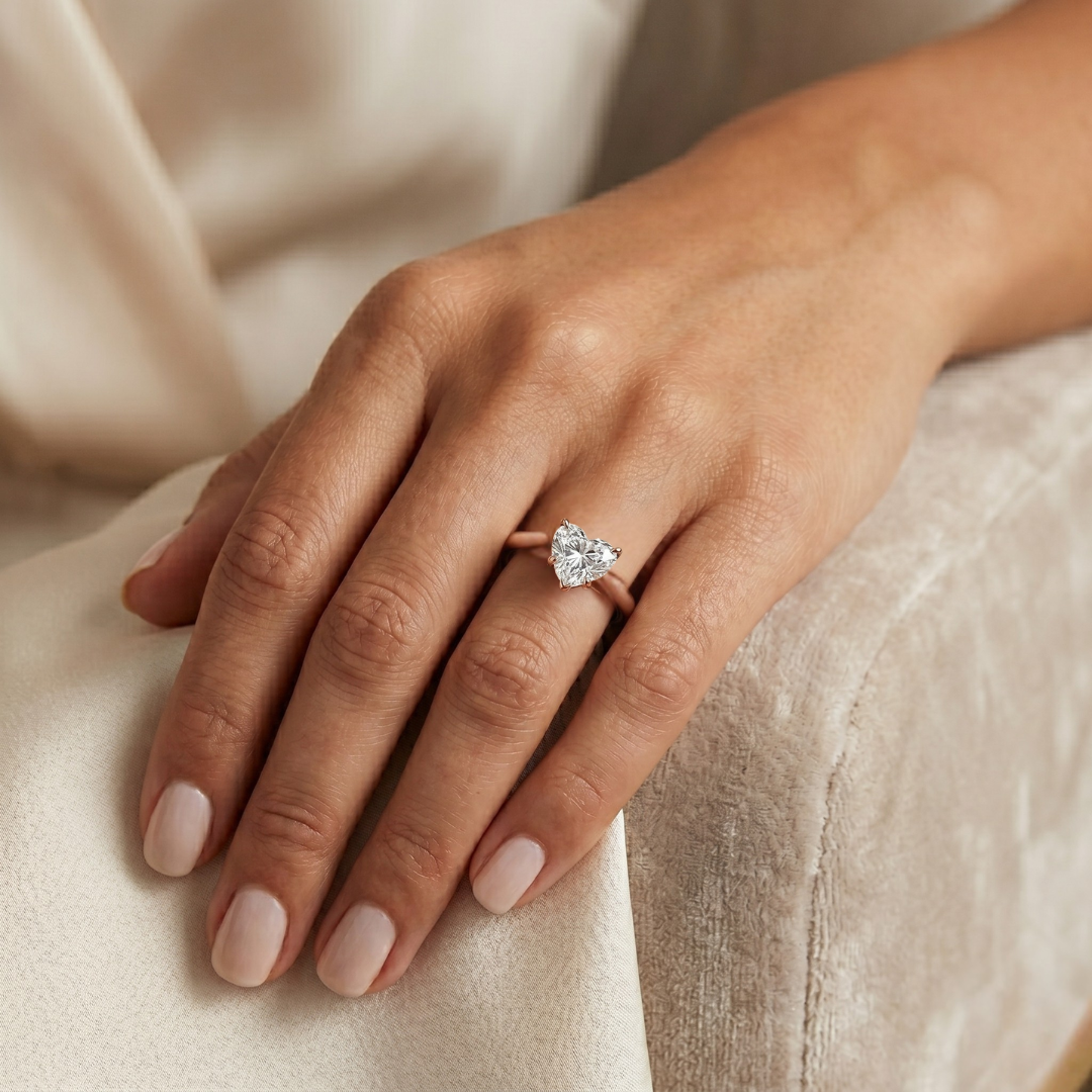 Classic solitaire ring - Heart 1ct