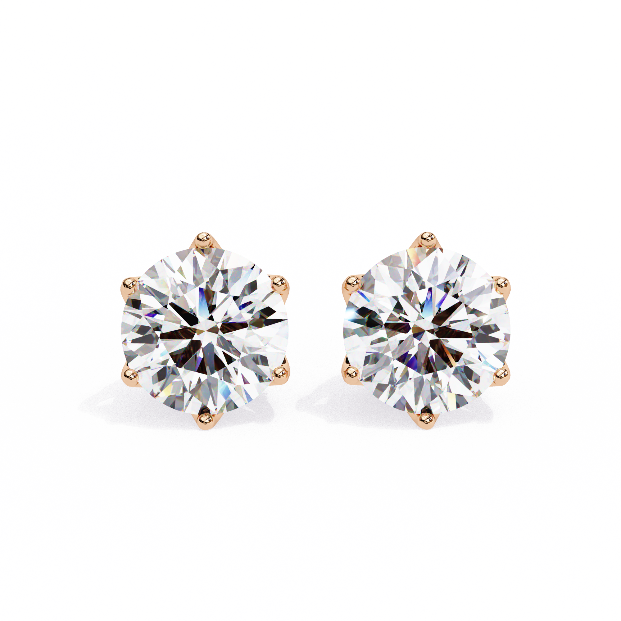 2.6 ct Round studs - Crown setting