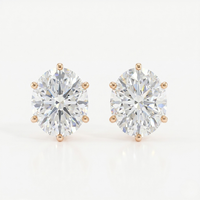 Oval solitaire studs - Lotus setting