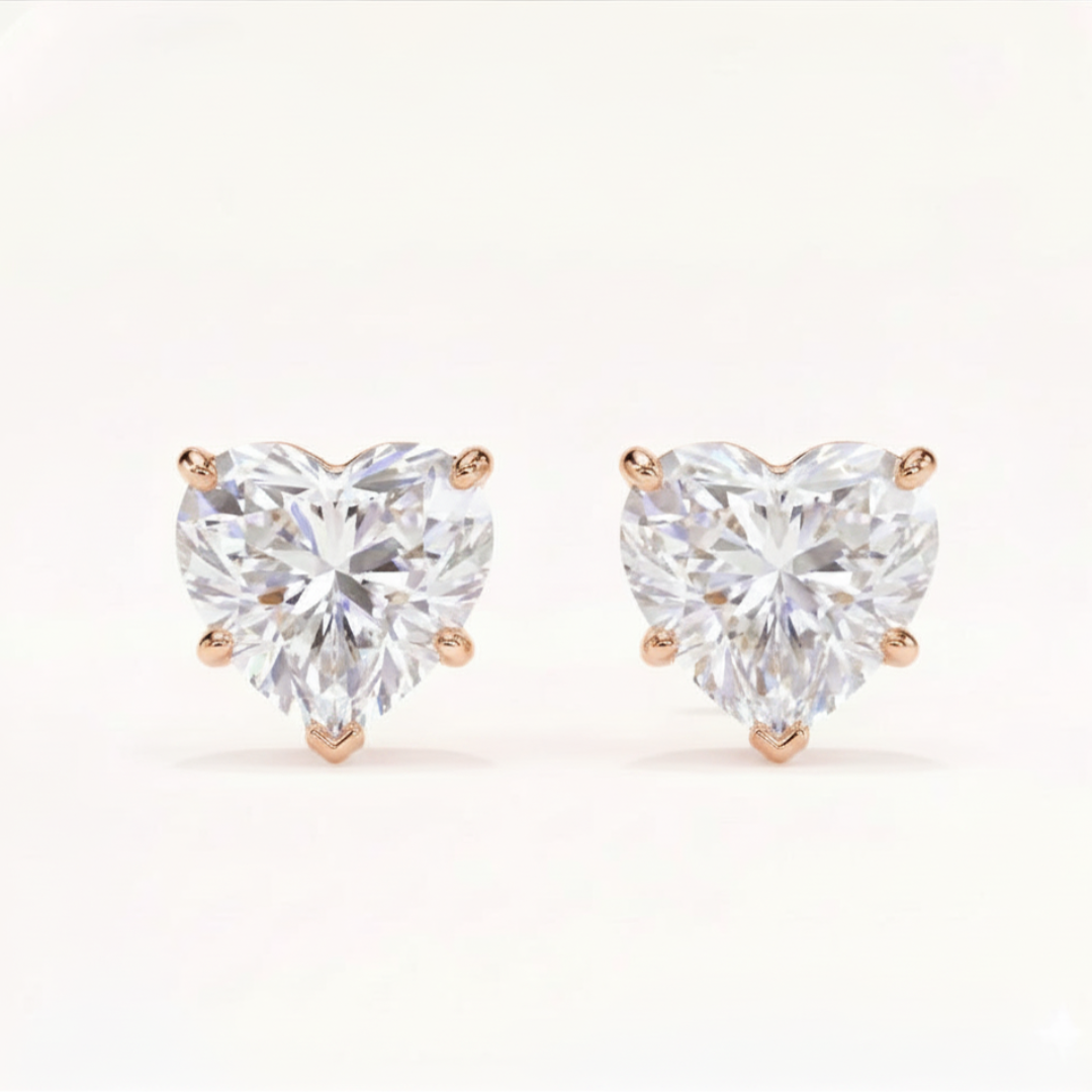 Heart studs - Crown setting