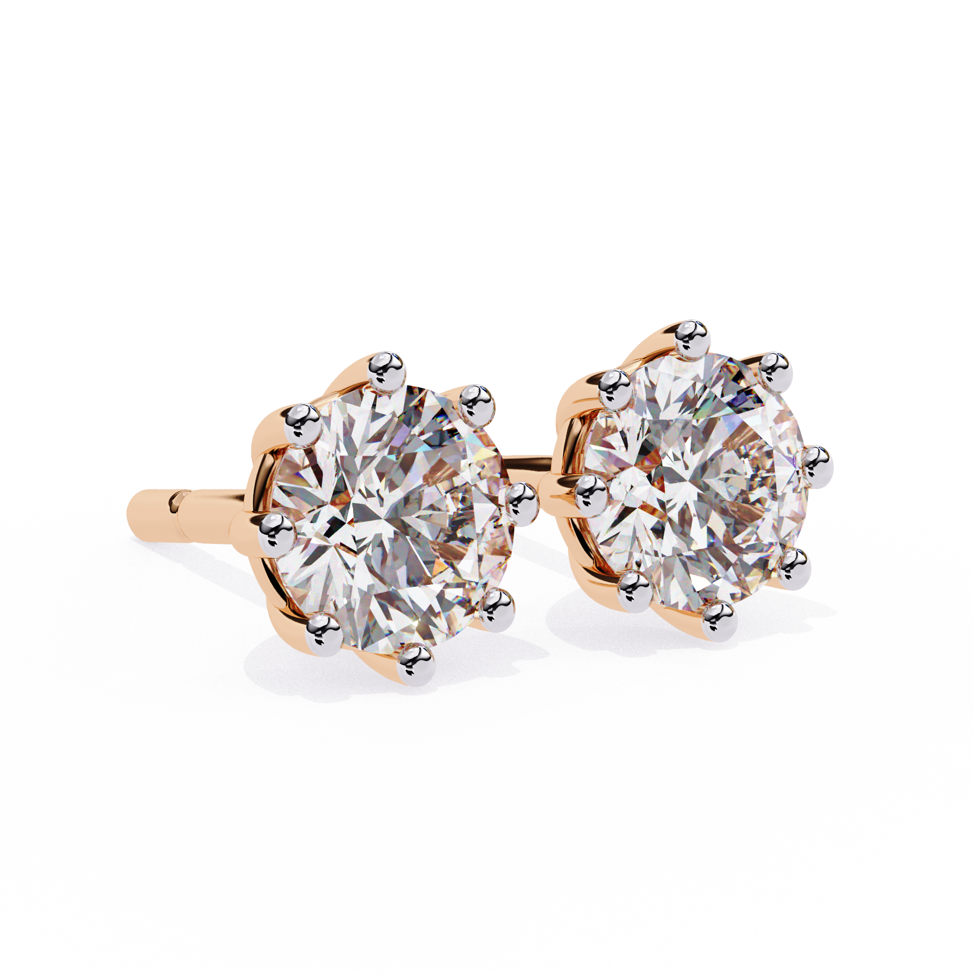 3 ct Round studs - 8 prong setting