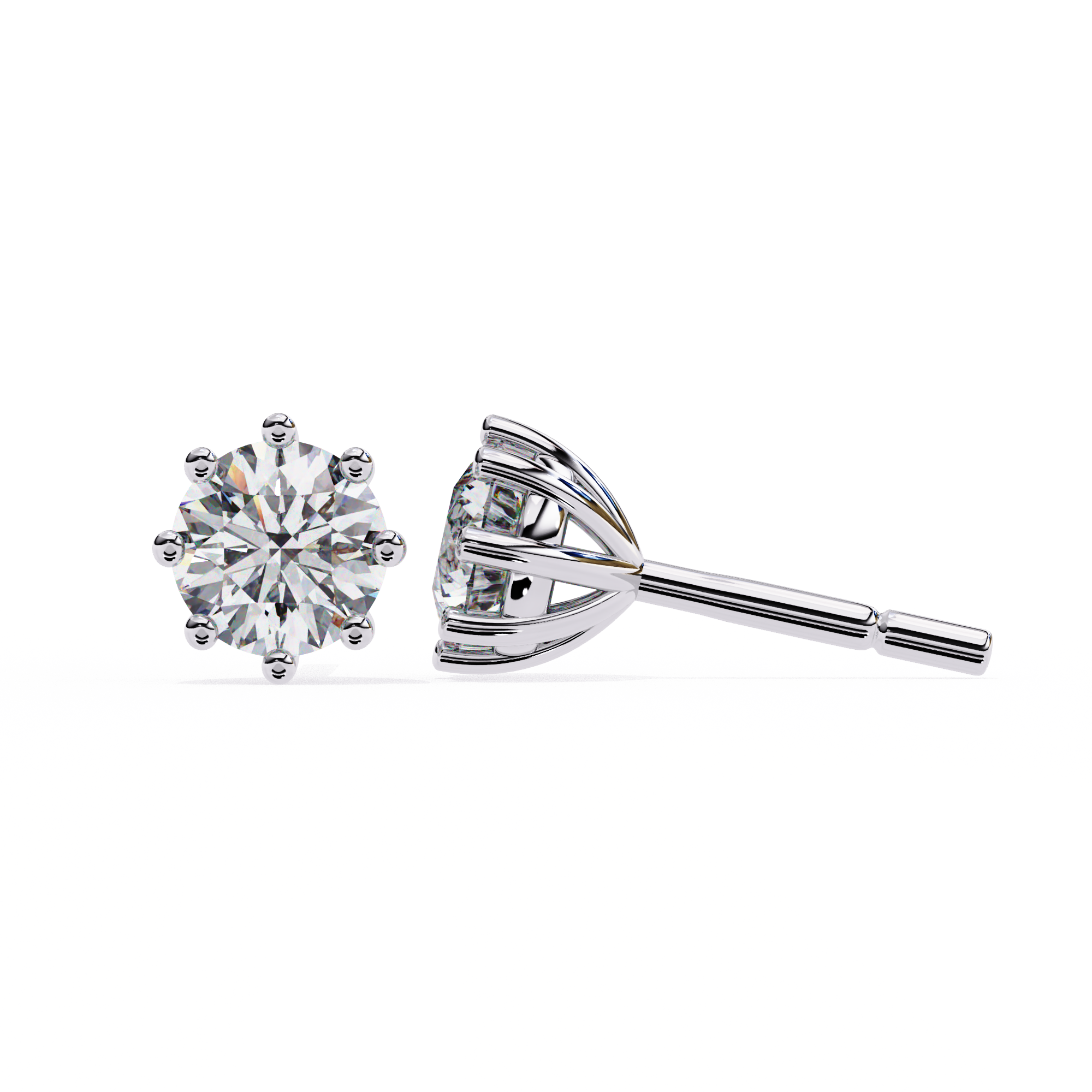 3 ct Round studs - 8 prong setting