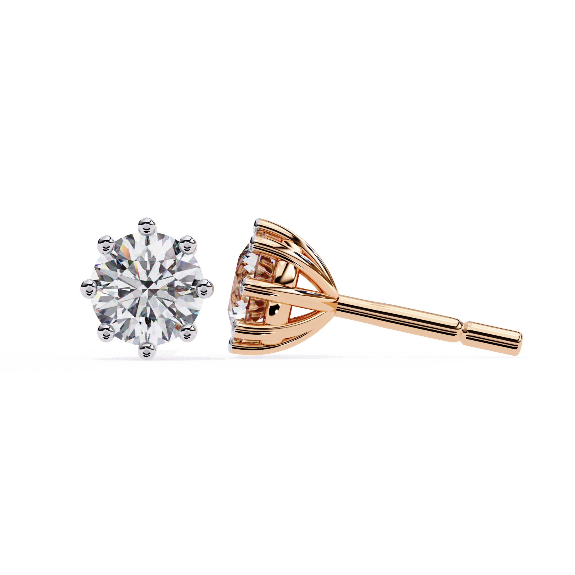 3 ct Round studs - 8 prong setting