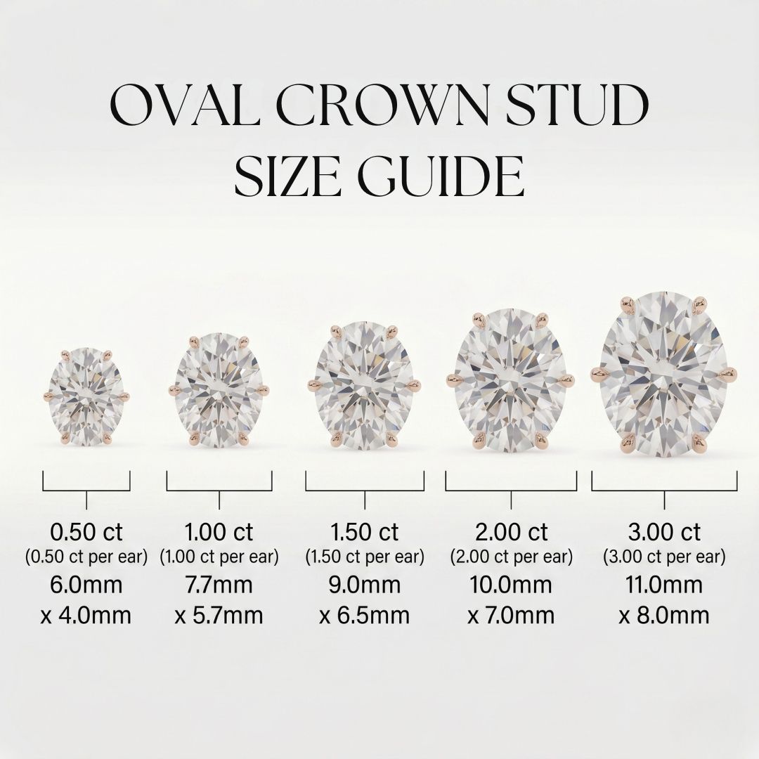 Oval studs - Crown setting