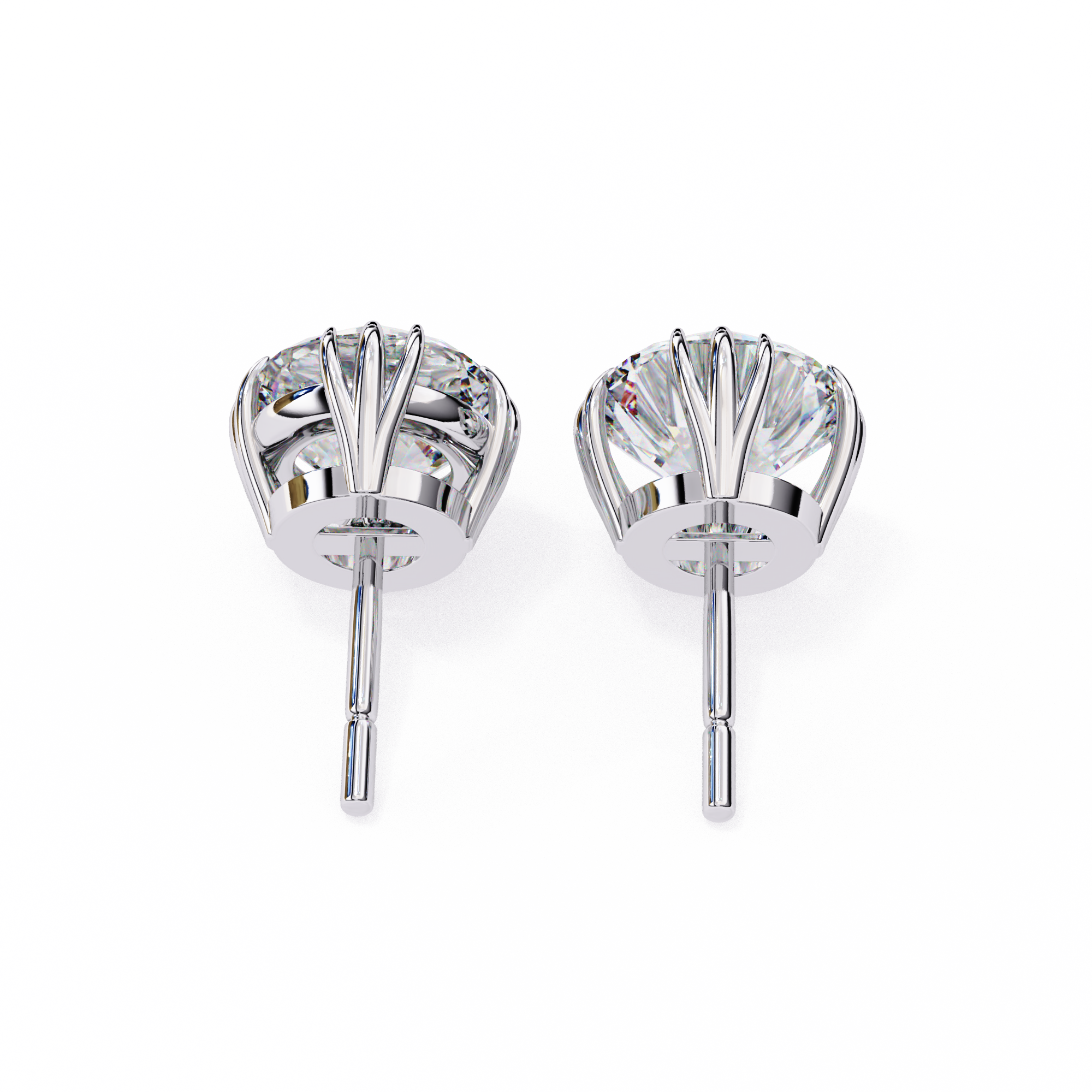 3 cts round solitaire studs - Octet setting