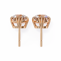 3 cts round solitaire studs - Octet setting