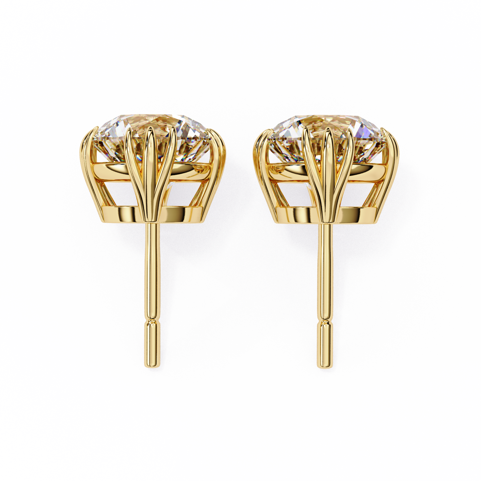 3 cts round solitaire studs - Octet setting