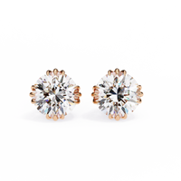 3 cts round solitaire studs - Octet setting