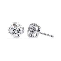 3 cts round solitaire studs - Octet setting