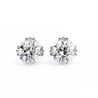 3 cts round solitaire studs - Octet setting