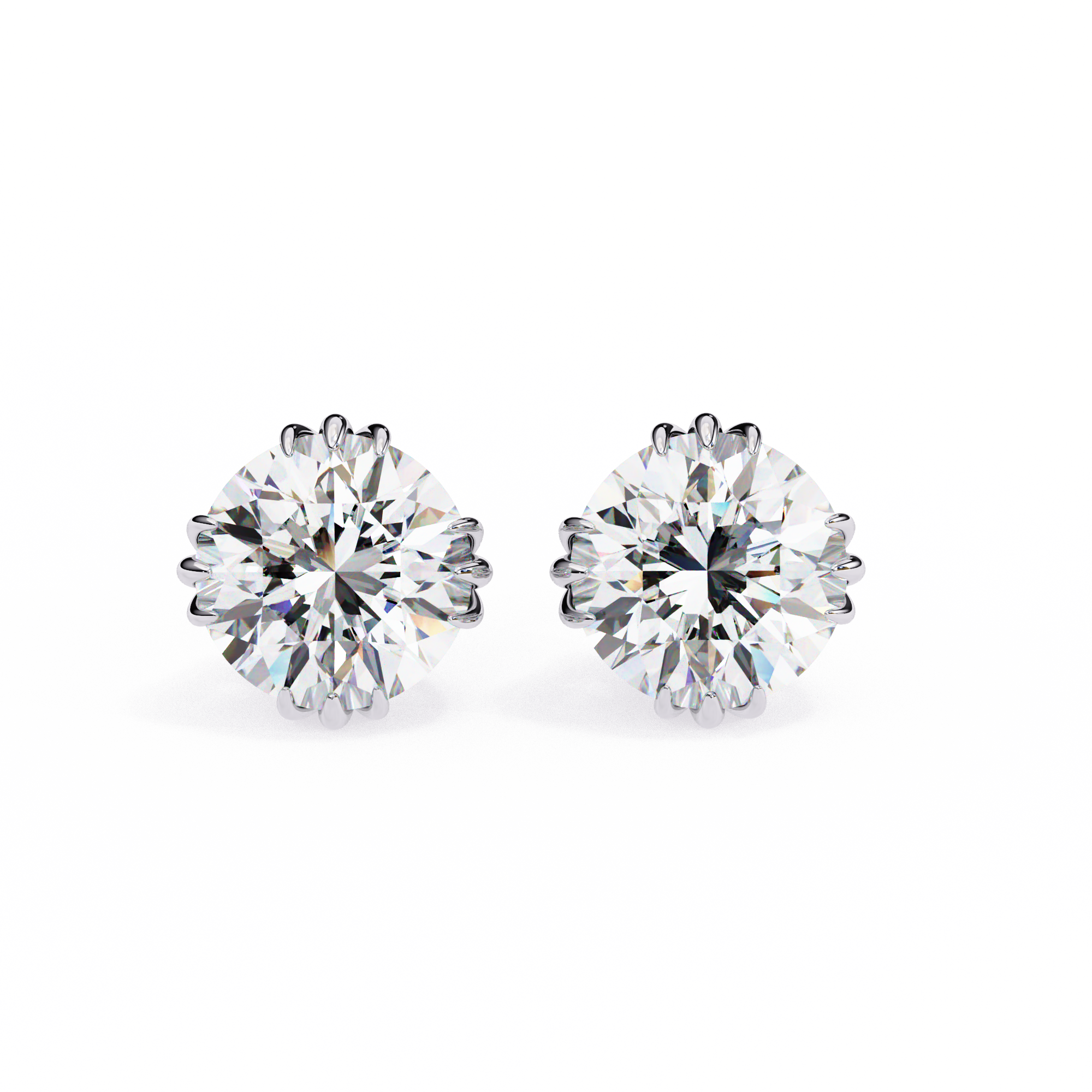 3 cts round solitaire studs - Octet setting