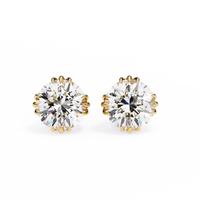 3 cts round solitaire studs - Octet setting