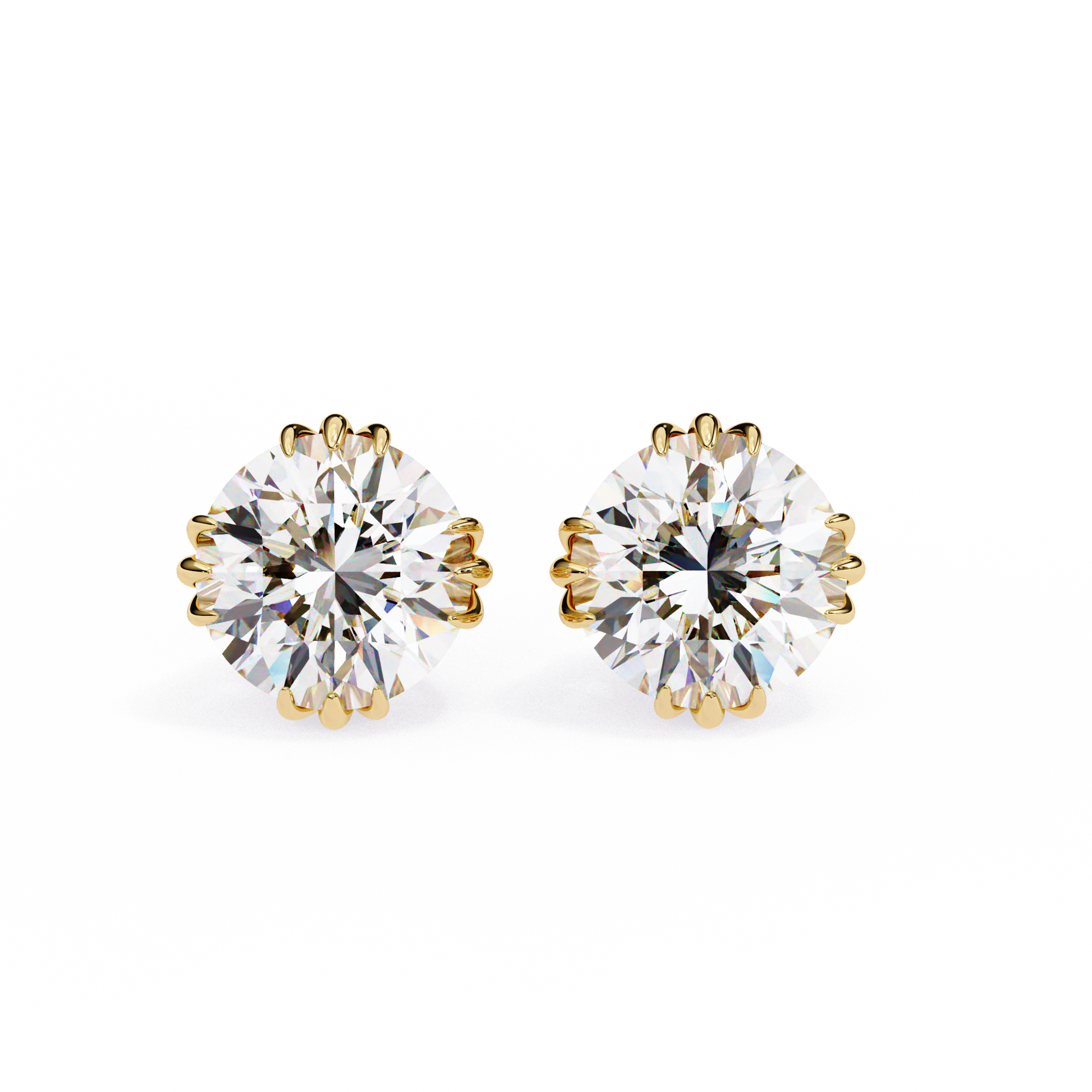 3 cts round solitaire studs - Octet setting