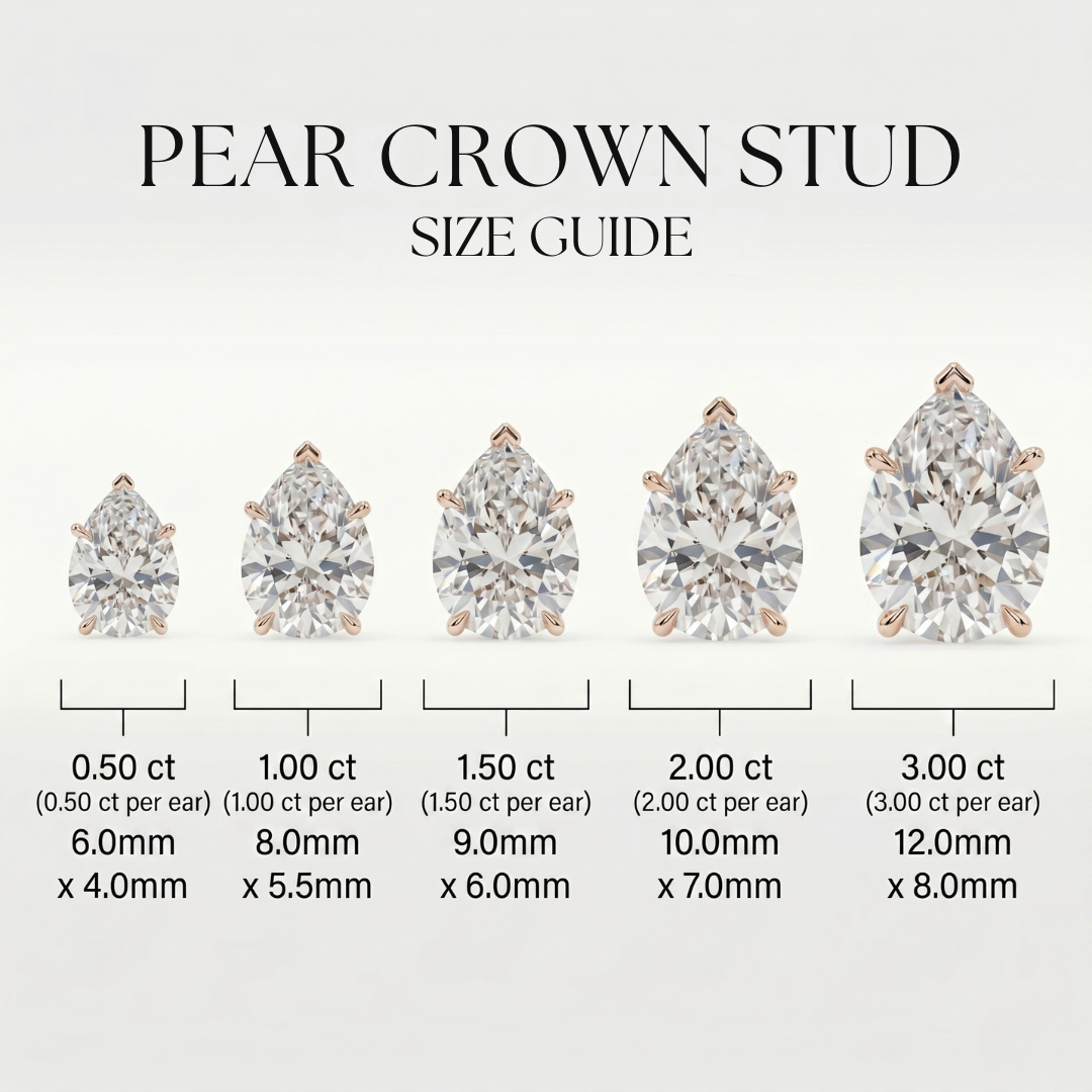 Pear studs - Crown setting