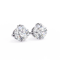 3 cts round solitaire studs - Octet setting