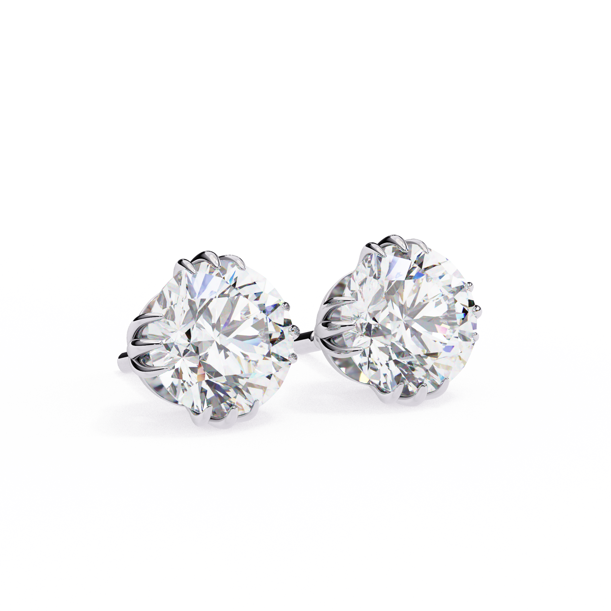 3 cts round solitaire studs - Octet setting