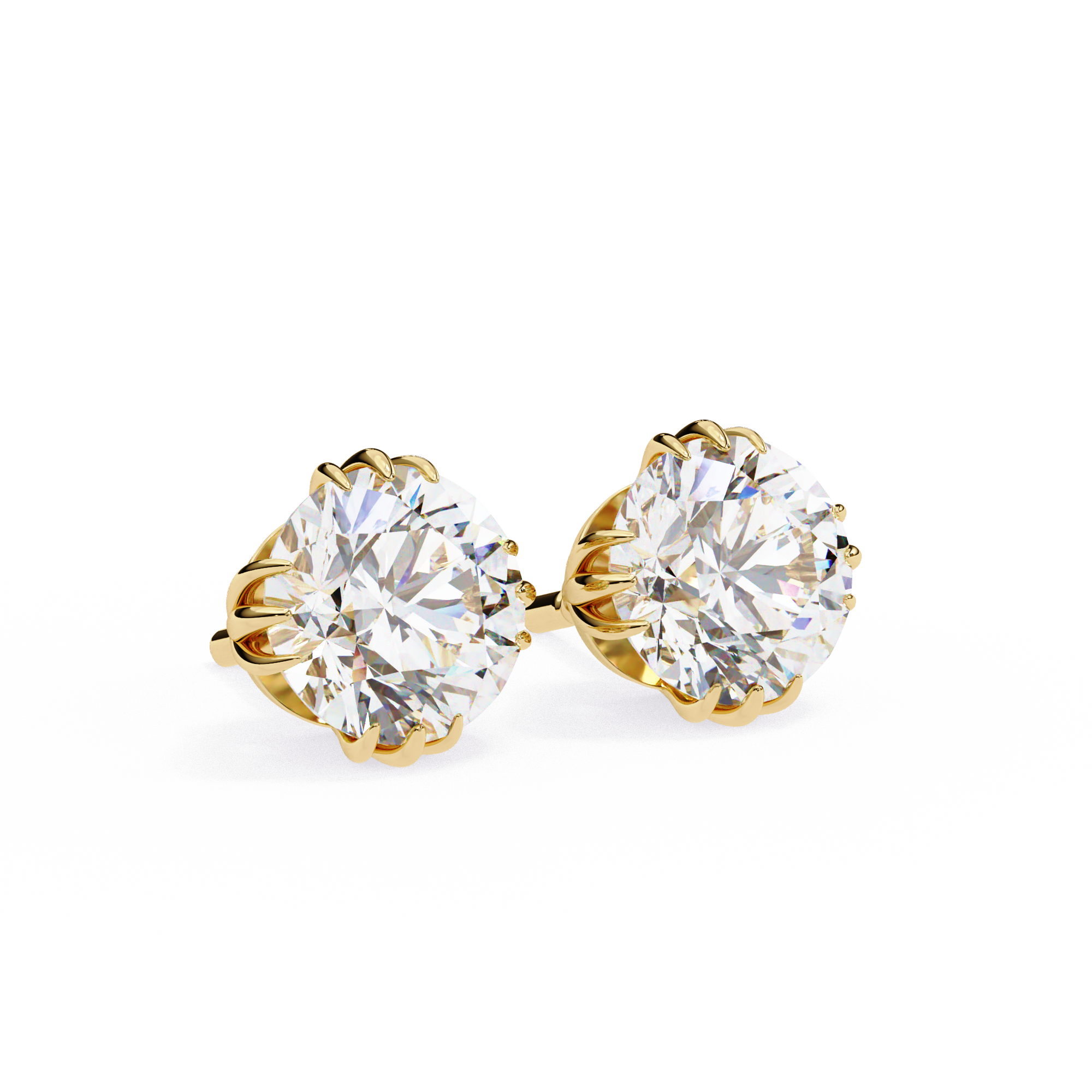 3 cts round solitaire studs - Octet setting