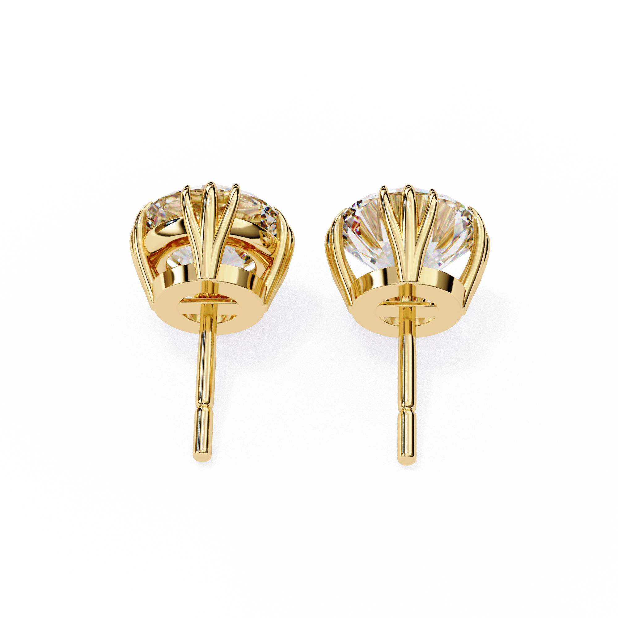 3 cts round solitaire studs - Octet setting
