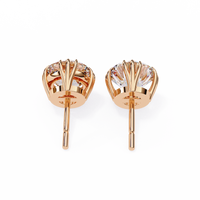 3 cts round solitaire studs - Octet setting