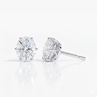 Oval solitaire studs - Lotus setting